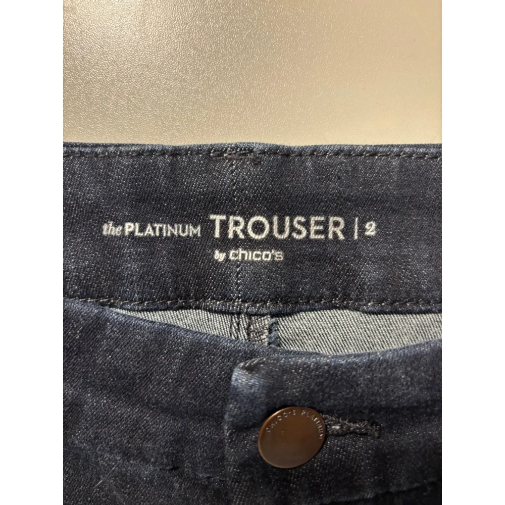 Chico's Dark Blue the PLATINUM Trouse Jean Look - SIze 12 (Chico's Size 2) - Picture 3 of 6